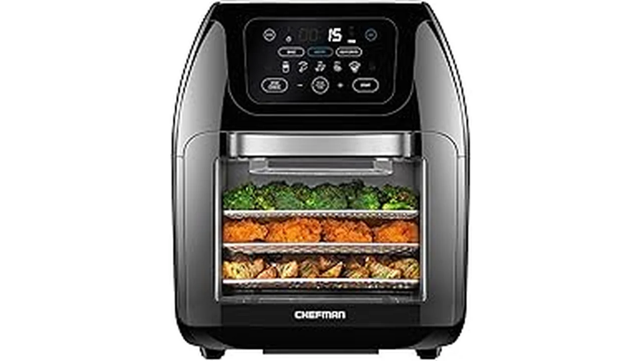 The image shows a variety of delicious frozen foods cooked in an air fryer, perfect for best air fryer for frozen foods.